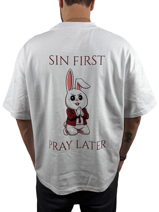 Sin First Pray Later Heavy Tee - 300 GSM